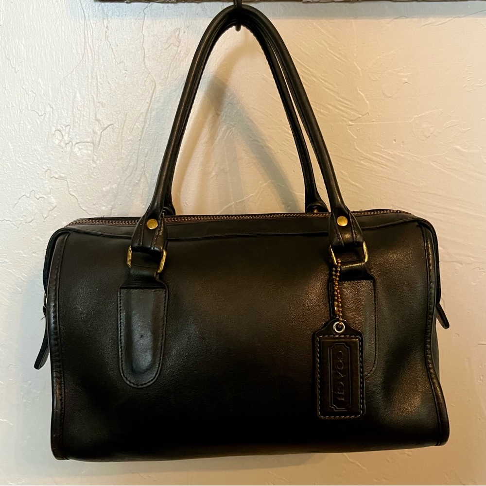 Coach x Vintage 1980s Madison Black Leather Satchel with Brass Hardware EUC